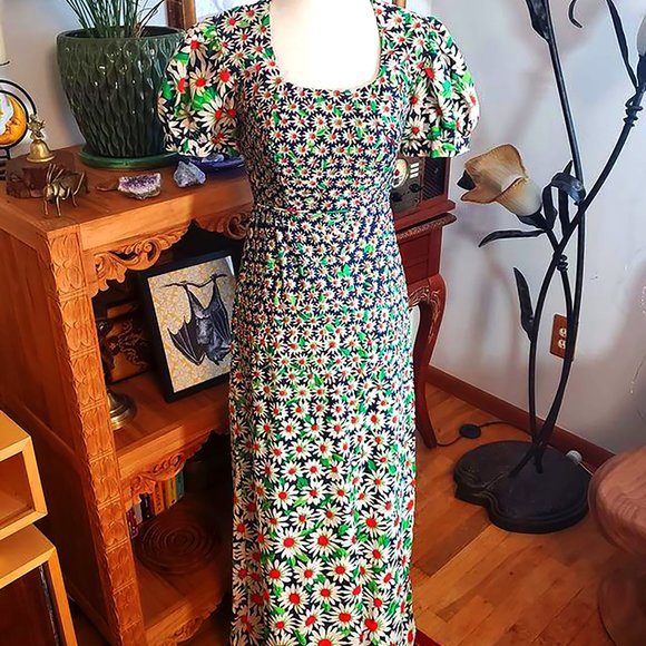 Vintage Dresses & Skirts - Vintage 70s Daisy Maxi Prairie Peasant Dress